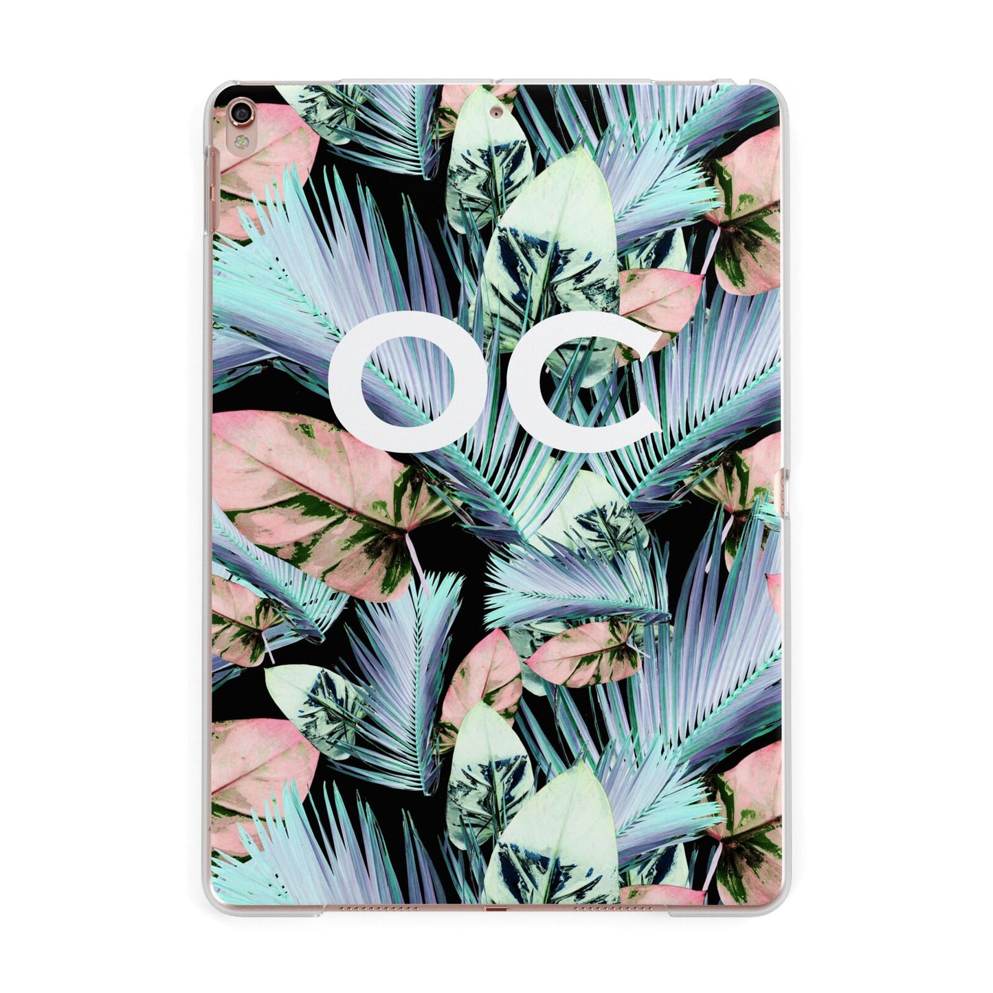 Personalised Abstract Tropical Leaves Apple iPad Rose Gold Case