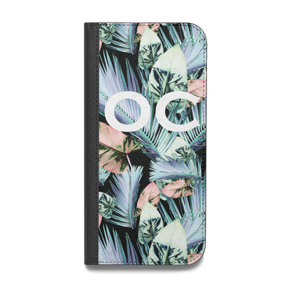 Personalised Abstract Tropical Leaves Vegan Leather Flip iPhone Case