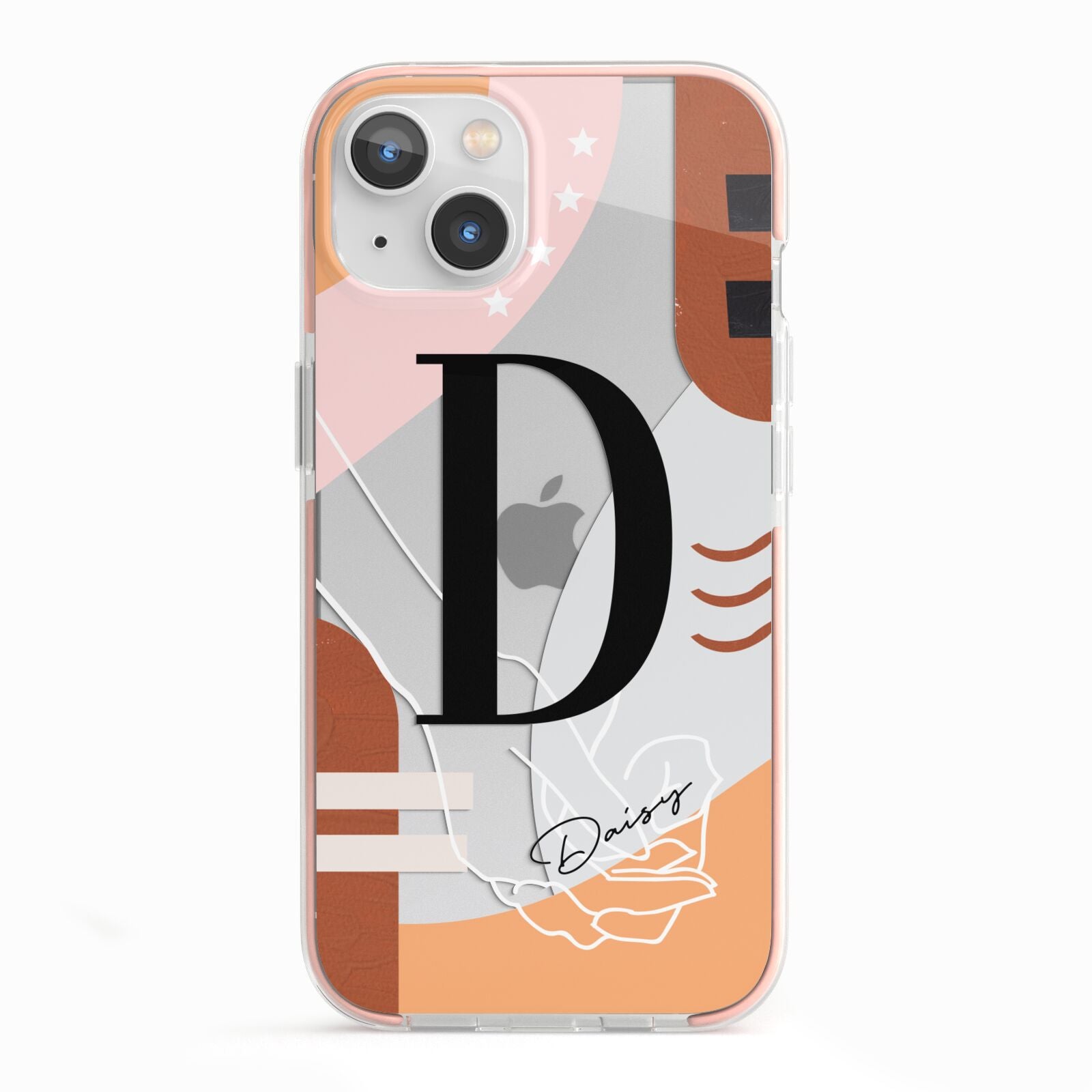 Personalised Abstract iPhone 13 TPU Impact Case with Pink Edges