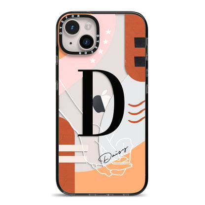 Personalised Abstract iPhone 14 Plus Black Impact Case on Silver phone