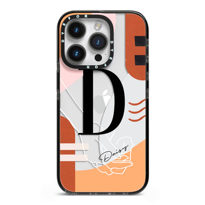 Personalised Abstract iPhone 14 Pro Black Impact Case on Silver phone