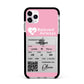 Personalised Aeroplane Ticket Apple iPhone 11 Pro Max in Silver with Black Impact Case