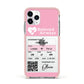 Personalised Aeroplane Ticket Apple iPhone 11 Pro in Silver with Pink Impact Case