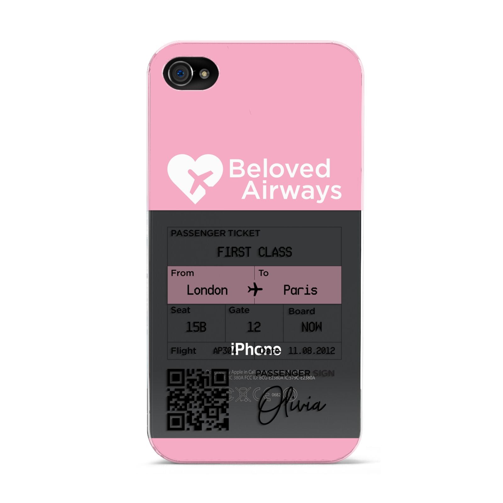 Personalised Aeroplane Ticket Apple iPhone 4s Case