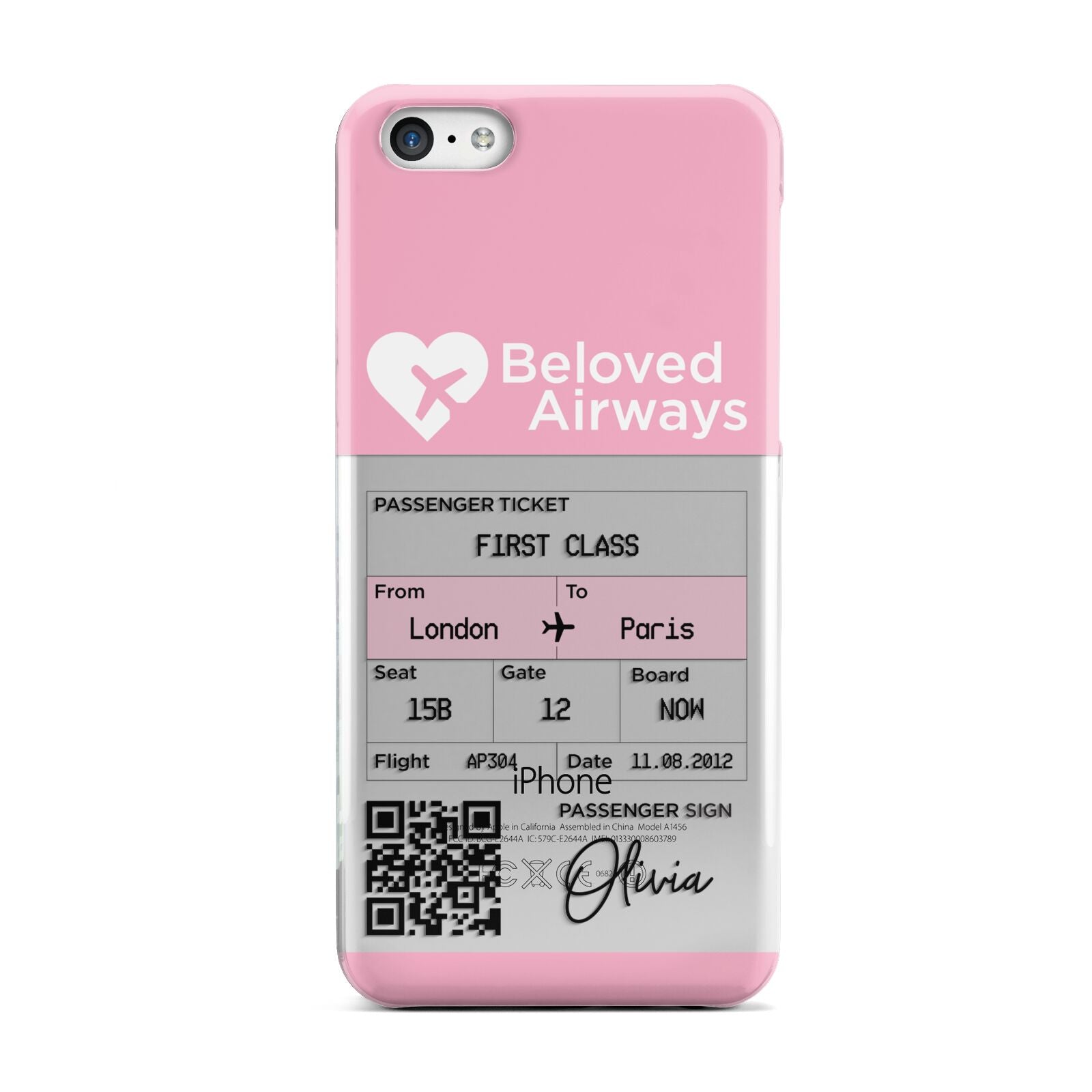 Personalised Aeroplane Ticket Apple iPhone 5c Case