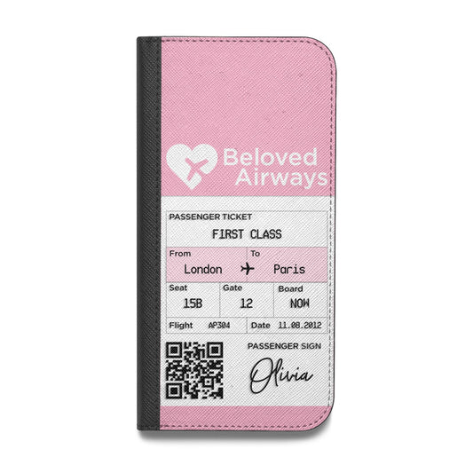 Personalised Aeroplane Ticket Vegan Leather Flip Samsung Case