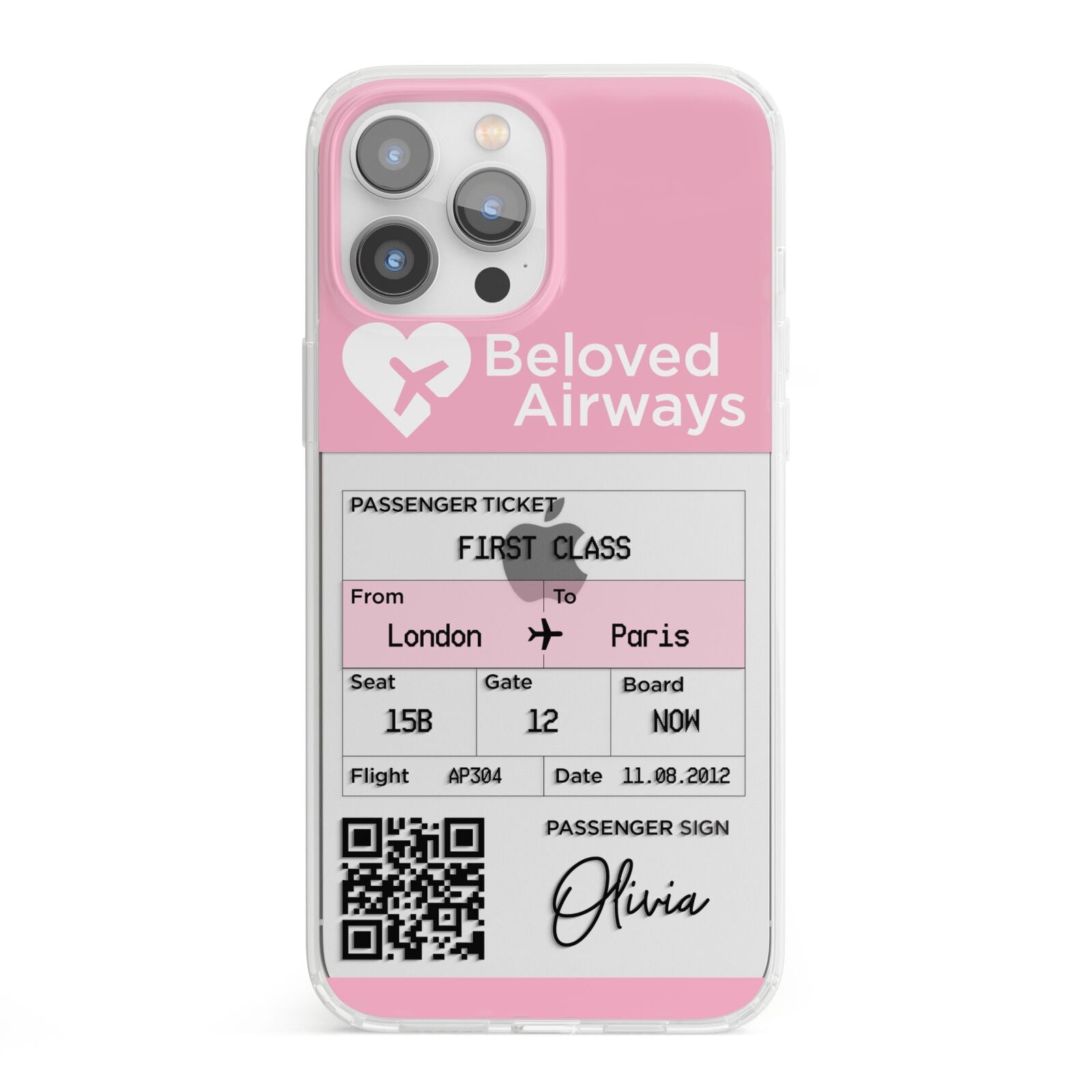 Personalised Aeroplane Ticket iPhone 13 Pro Max Clear Bumper Case