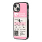 Personalised Aeroplane Ticket iPhone 14 Black Impact Case Side Angle on Silver phone