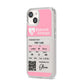 Personalised Aeroplane Ticket iPhone 14 Clear Tough Case Starlight Angled Image