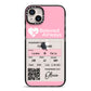 Personalised Aeroplane Ticket iPhone 14 Plus Black Impact Case on Silver phone