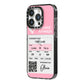 Personalised Aeroplane Ticket iPhone 14 Pro Black Impact Case Side Angle on Silver phone