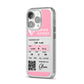 Personalised Aeroplane Ticket iPhone 14 Pro Clear Tough Case Silver Angled Image