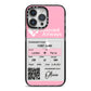 Personalised Aeroplane Ticket iPhone 14 Pro Max Black Impact Case on Silver phone