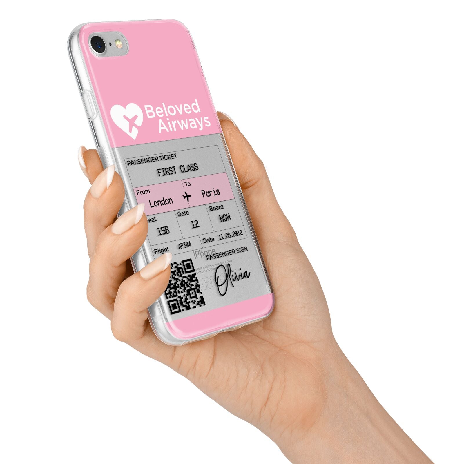 Personalised Aeroplane Ticket iPhone 7 Bumper Case on Silver iPhone Alternative Image