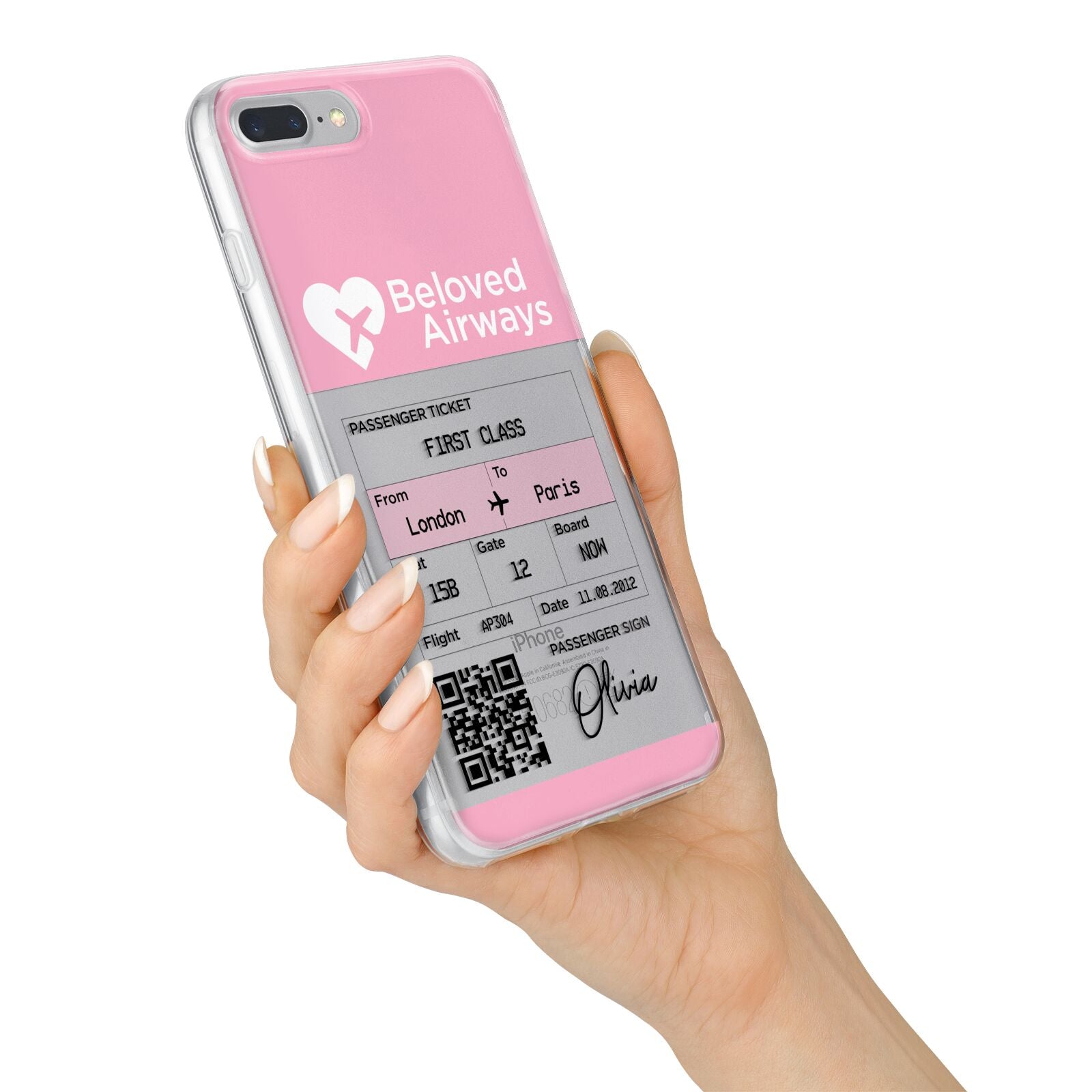 Personalised Aeroplane Ticket iPhone 7 Plus Bumper Case on Silver iPhone Alternative Image