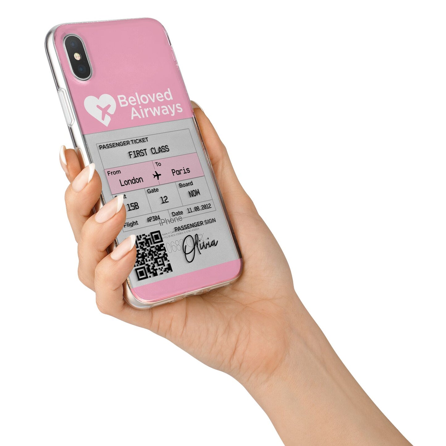 Personalised Aeroplane Ticket iPhone X Bumper Case on Silver iPhone Alternative Image 2