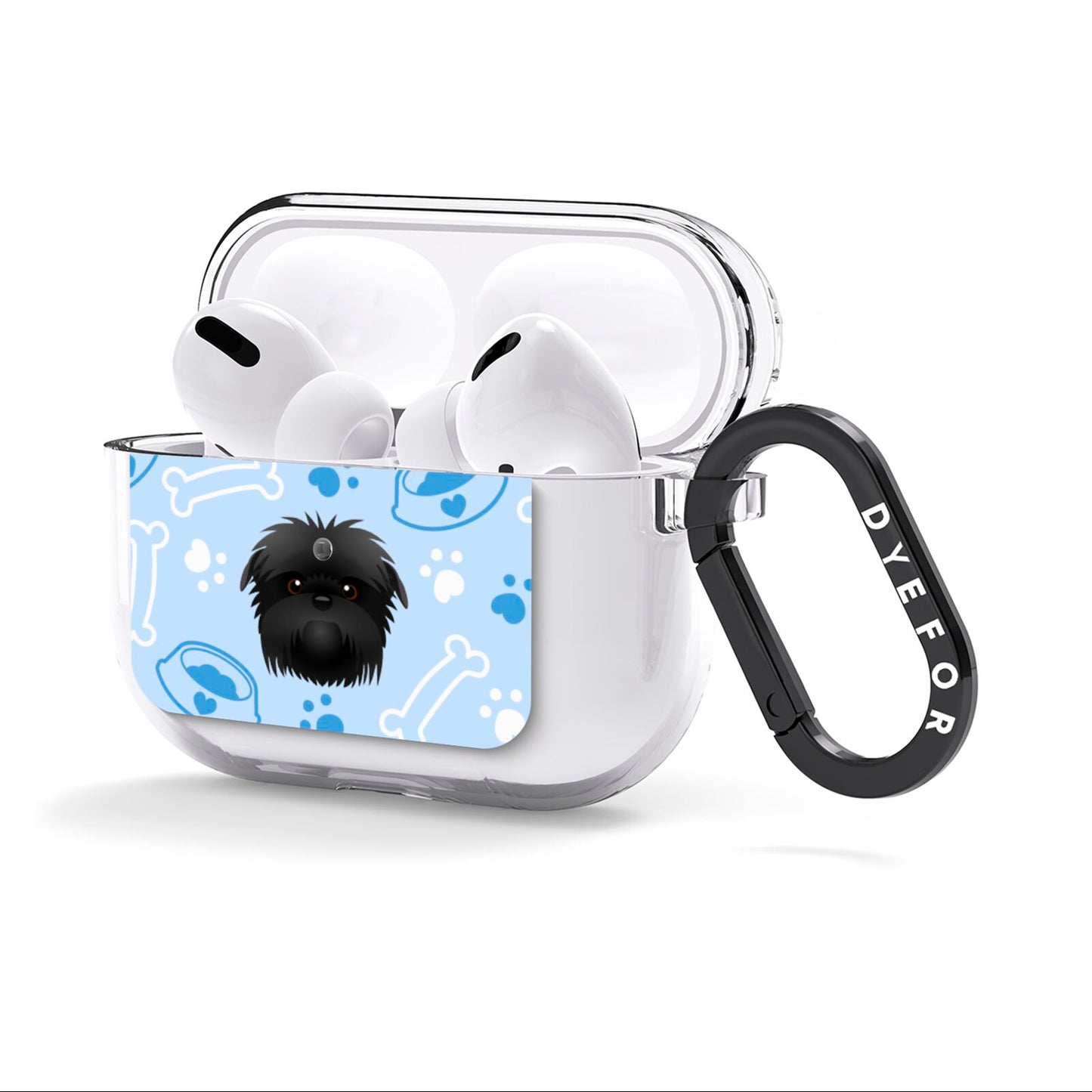 Personalised Affenpinscher Blue AirPods Clear Case 3rd Gen Side Image