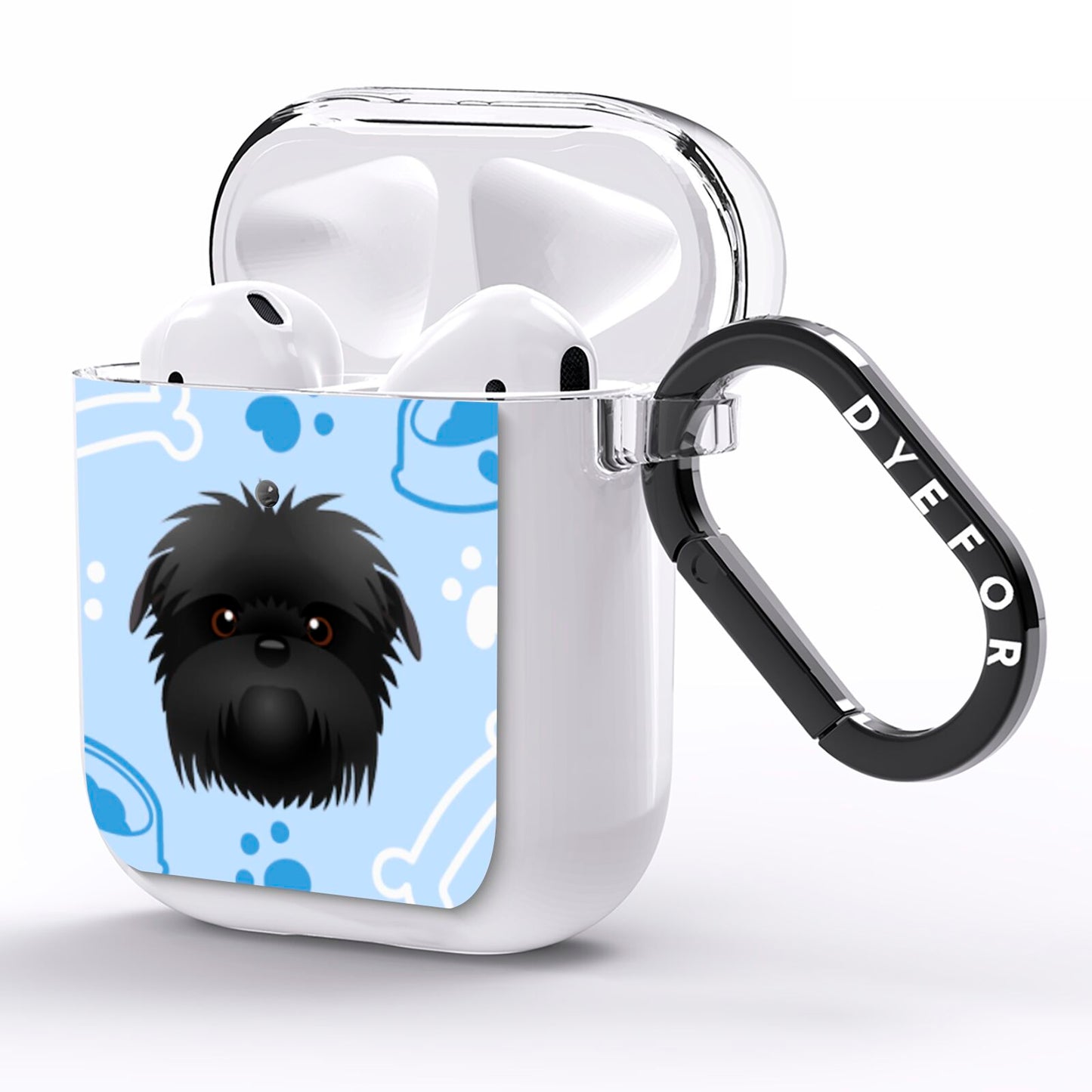 Personalised Affenpinscher Blue AirPods Clear Case Side Image