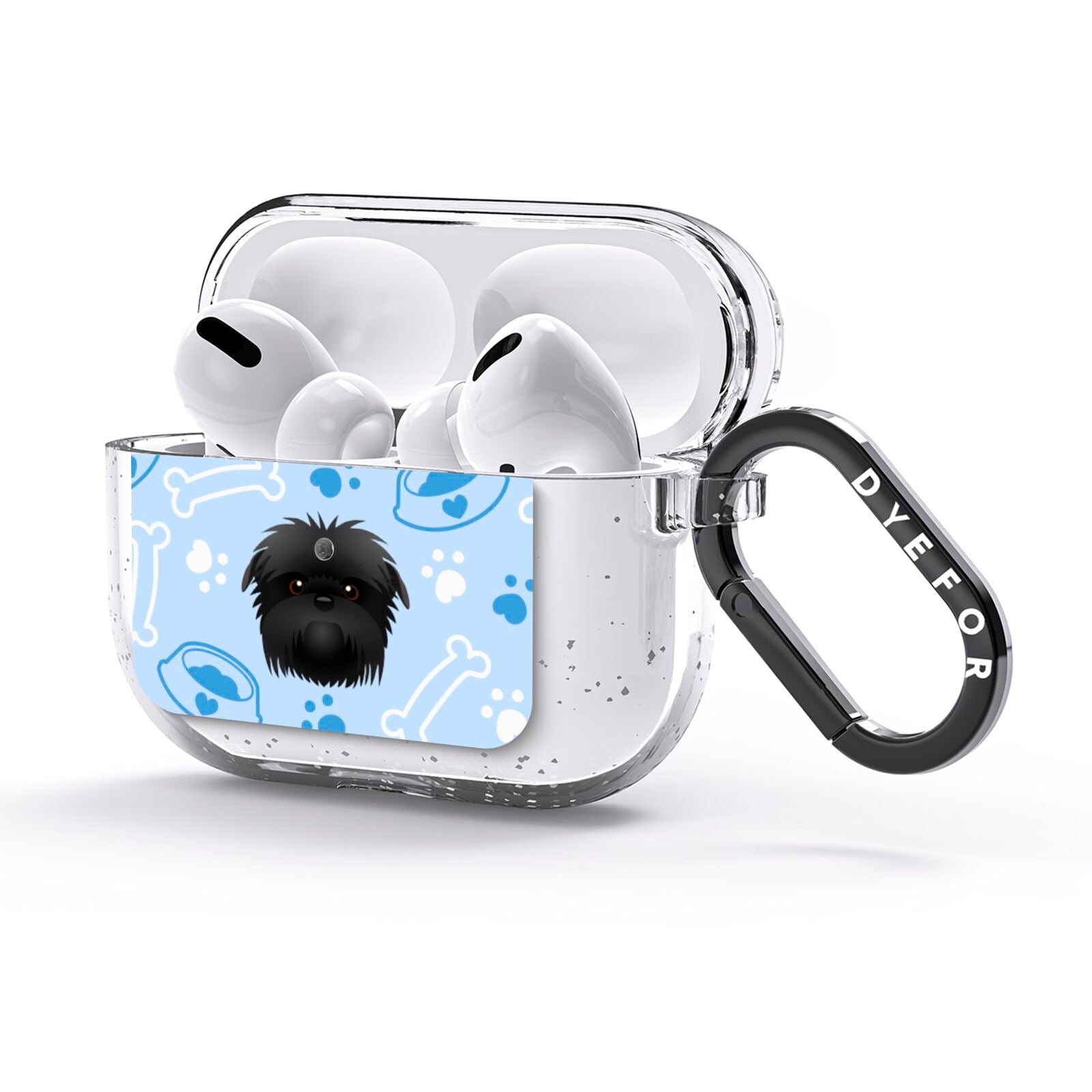 Personalised Affenpinscher Blue AirPods Glitter Case 3rd Gen Side Image