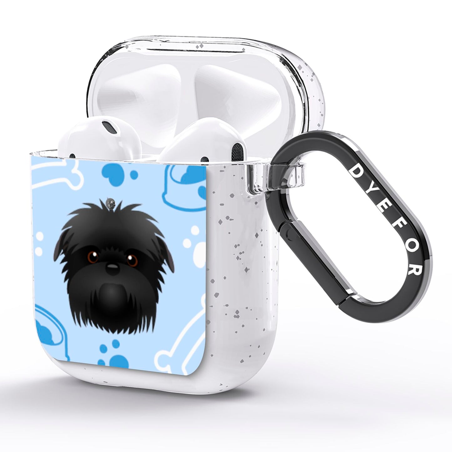 Personalised Affenpinscher Blue AirPods Glitter Case Side Image
