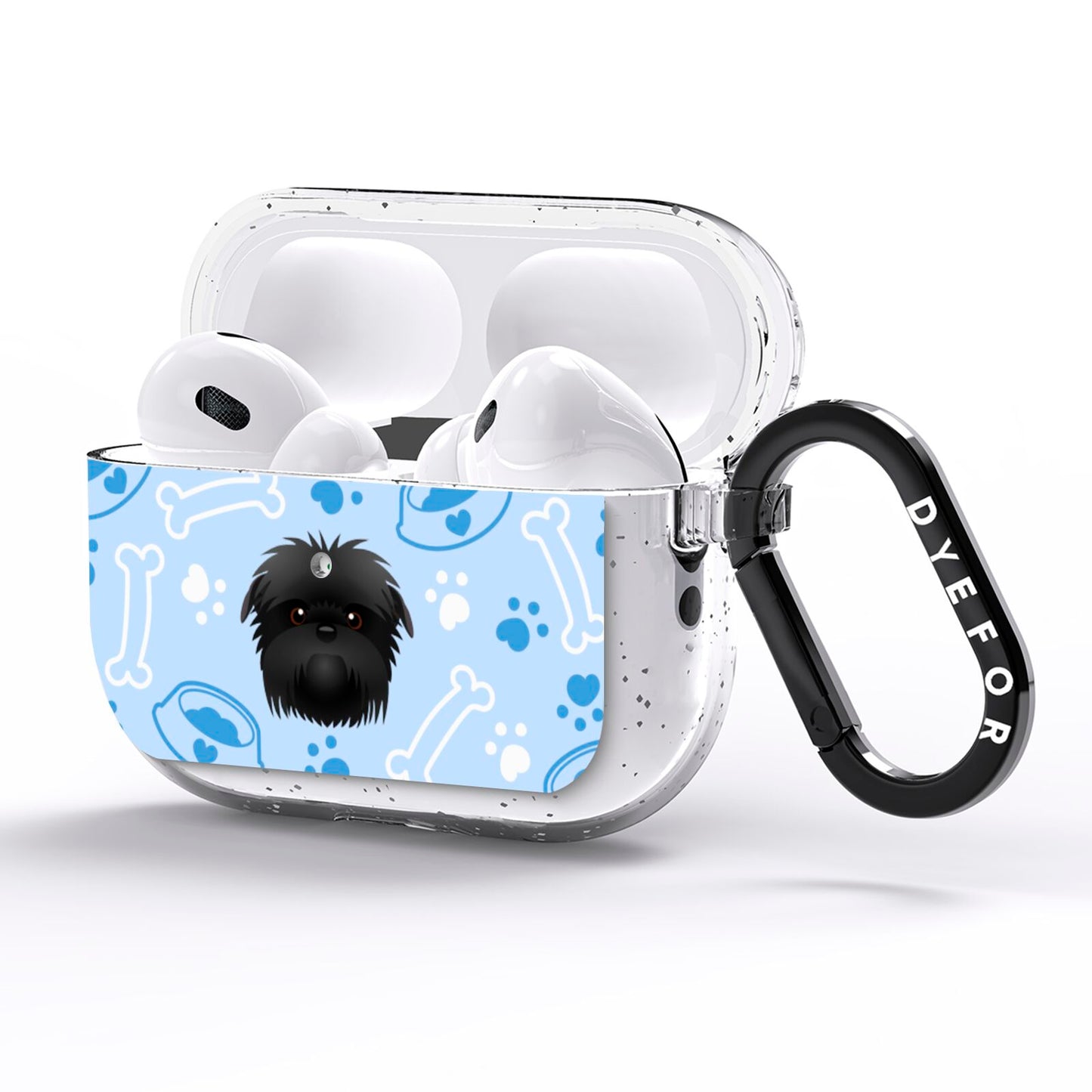 Personalised Affenpinscher Blue AirPods Pro Glitter Case Side Image