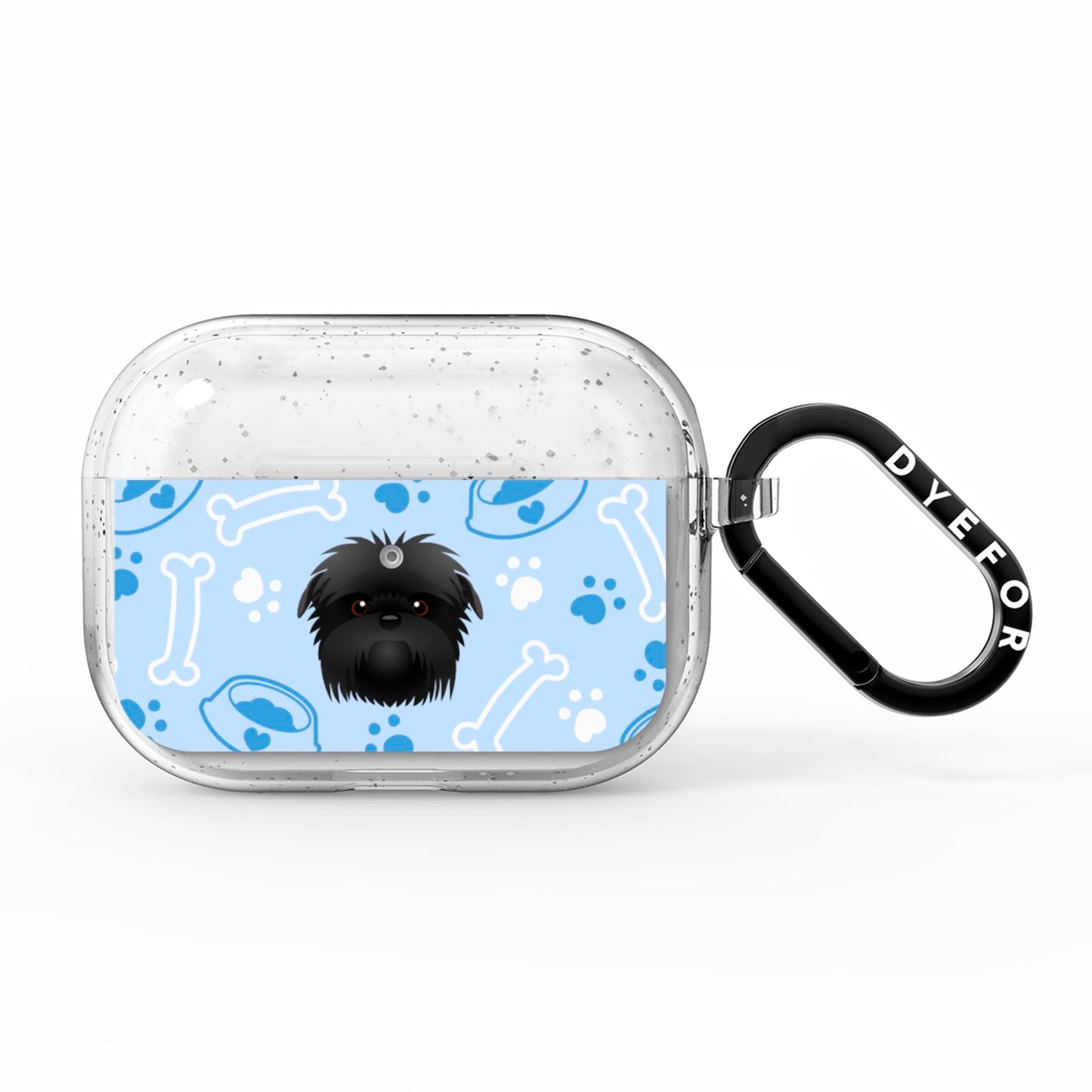 Personalised Affenpinscher Blue AirPods Pro Glitter Case