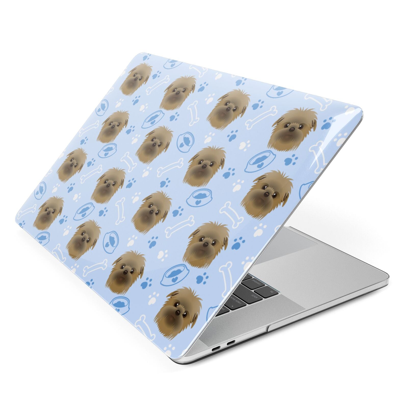 Personalised Affenpinscher Blue Apple MacBook Case Side View