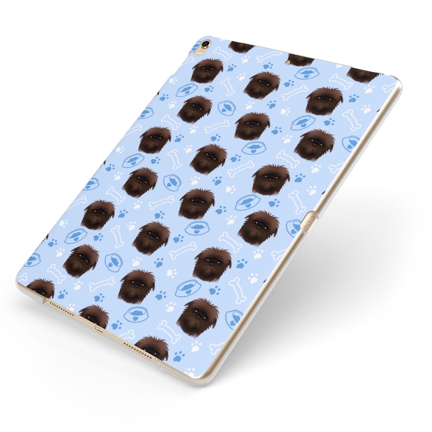 Personalised Affenpinscher Blue Apple iPad Case on Gold iPad Side View