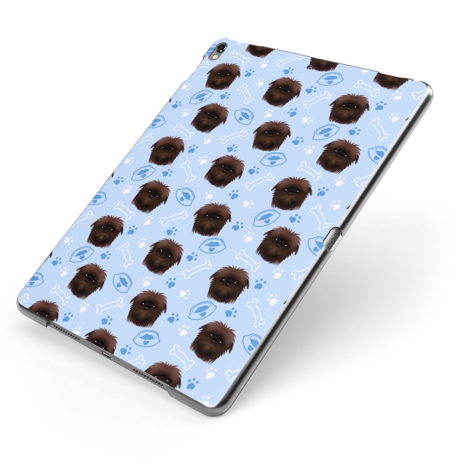 Personalised Affenpinscher Blue Apple iPad Case on Grey iPad Side View