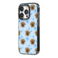 Personalised Affenpinscher Blue iPhone 14 Pro Black Impact Case Side Angle on Silver phone
