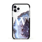 Personalised Agate Blue and Purple Initials Apple iPhone 11 Pro in Silver with Black Impact Case