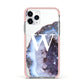 Personalised Agate Blue and Purple Initials Apple iPhone 11 Pro in Silver with Pink Impact Case
