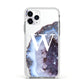 Personalised Agate Blue and Purple Initials Apple iPhone 11 Pro in Silver with White Impact Case