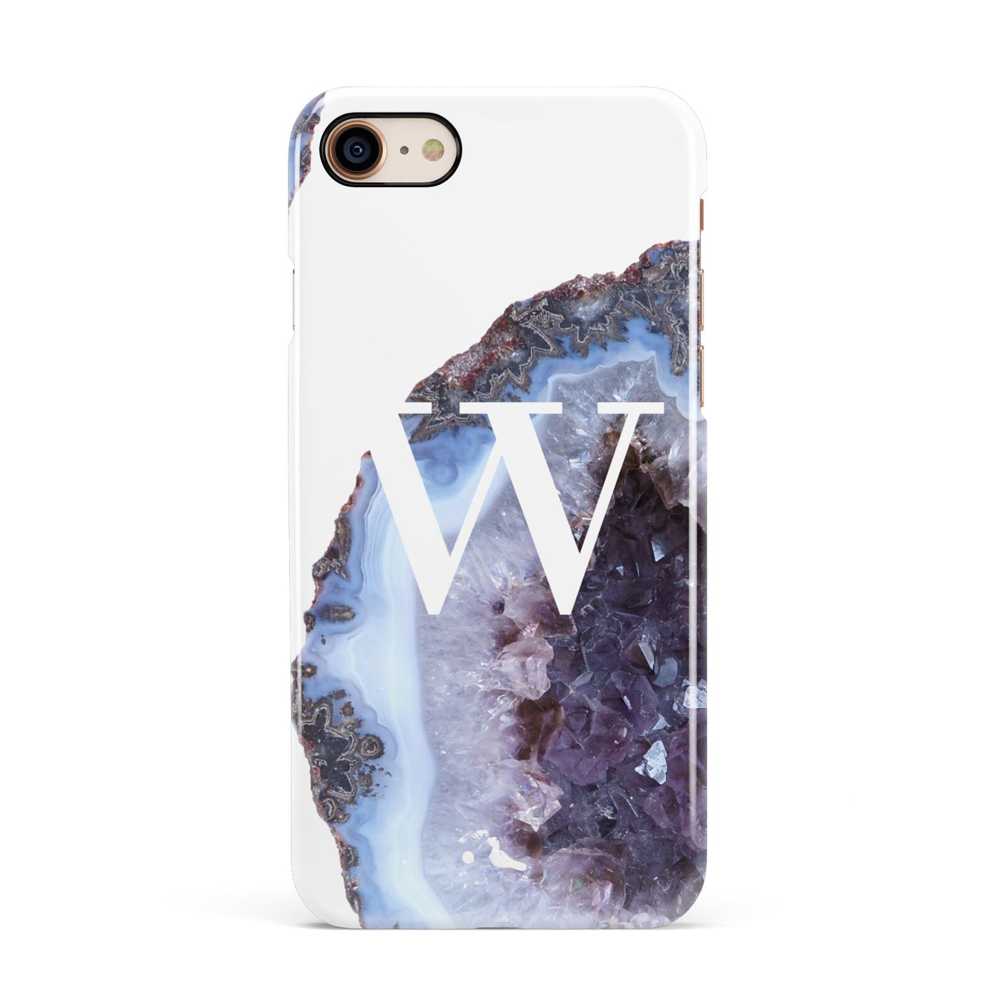 Personalised Agate Blue and Purple Initials Apple iPhone 7 8 3D Snap Case