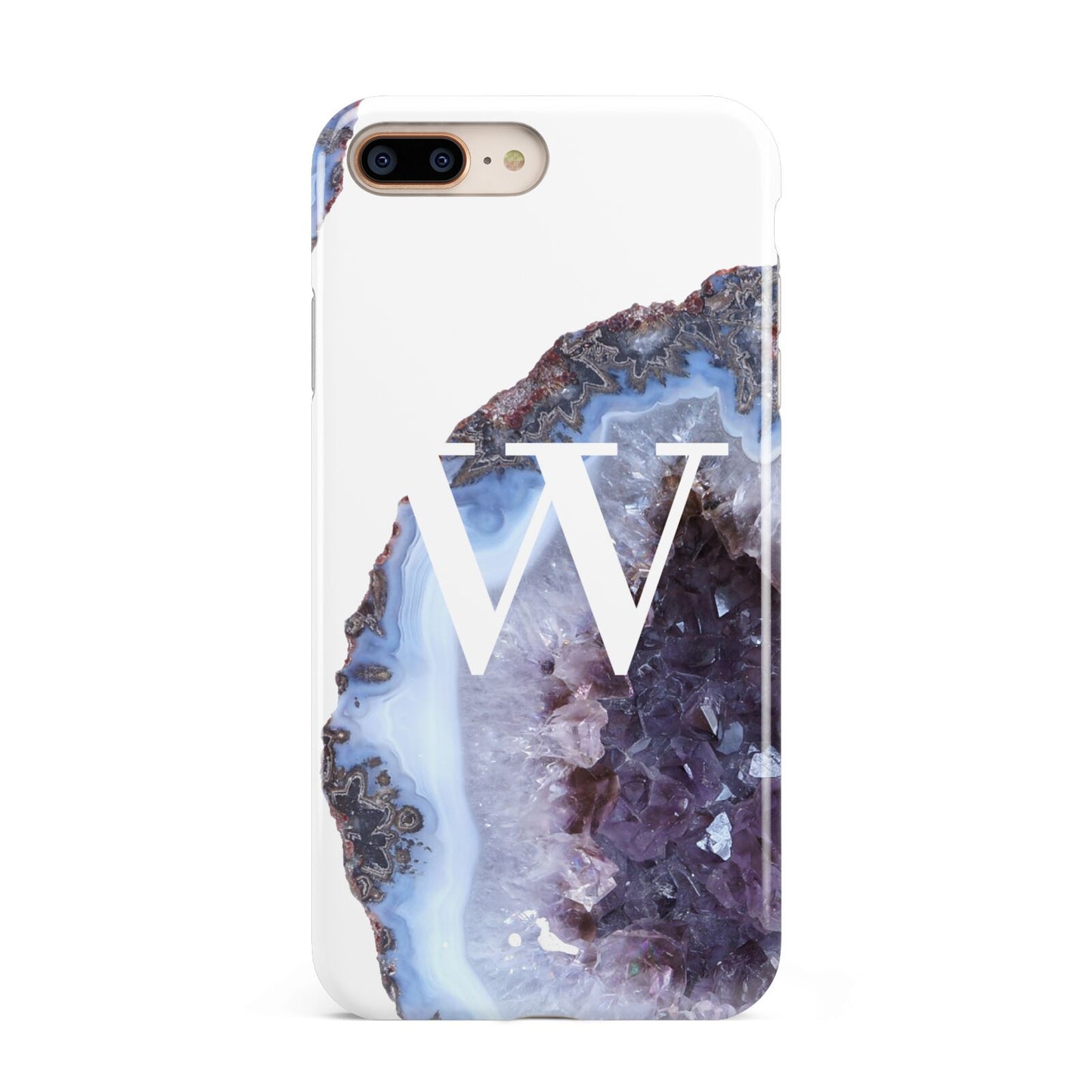 Personalised Agate Blue and Purple Initials Apple iPhone 7 8 Plus 3D Tough Case