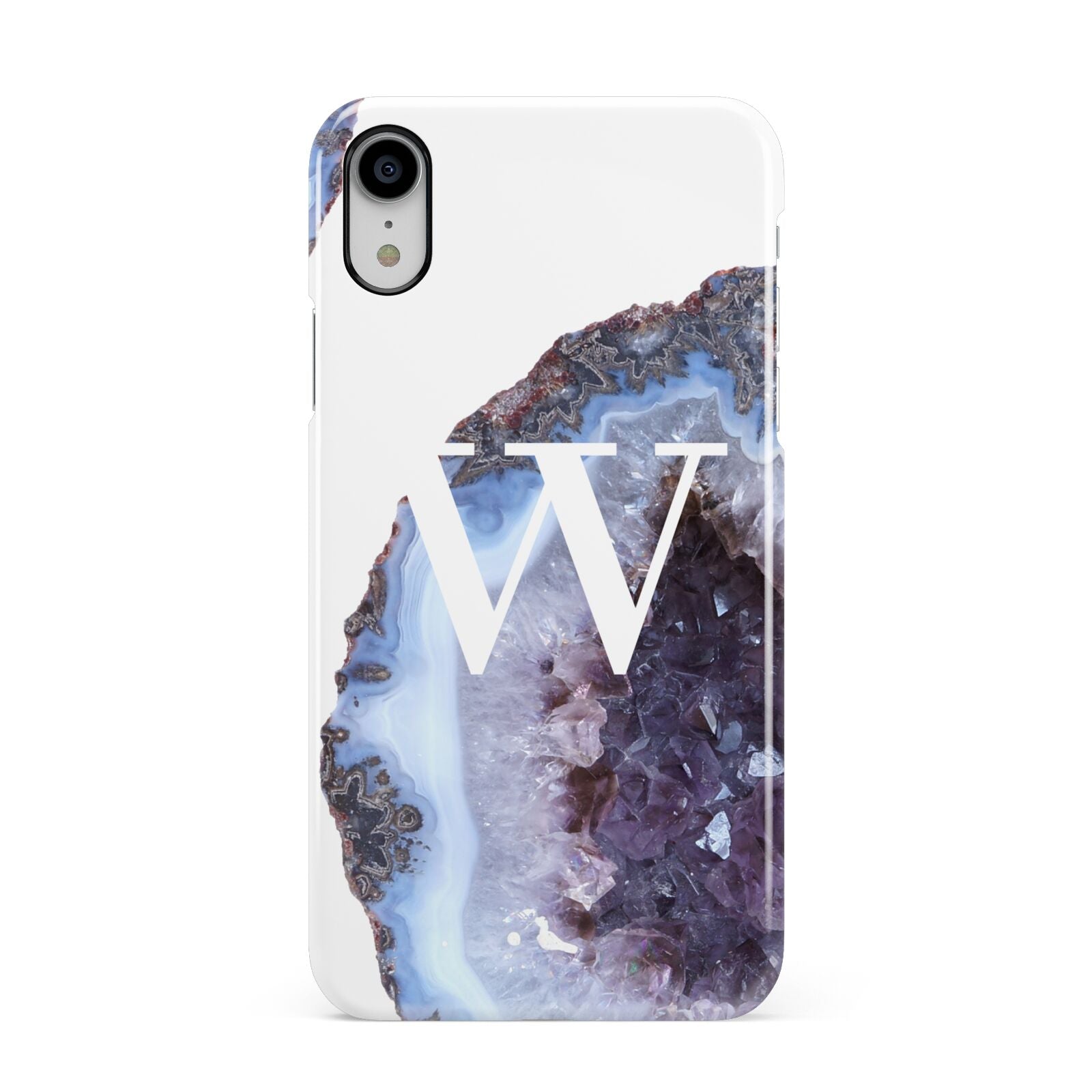 Personalised Agate Blue and Purple Initials Apple iPhone XR White 3D Snap Case