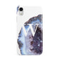 Personalised Agate Blue and Purple Initials Apple iPhone XR White 3D Tough Case