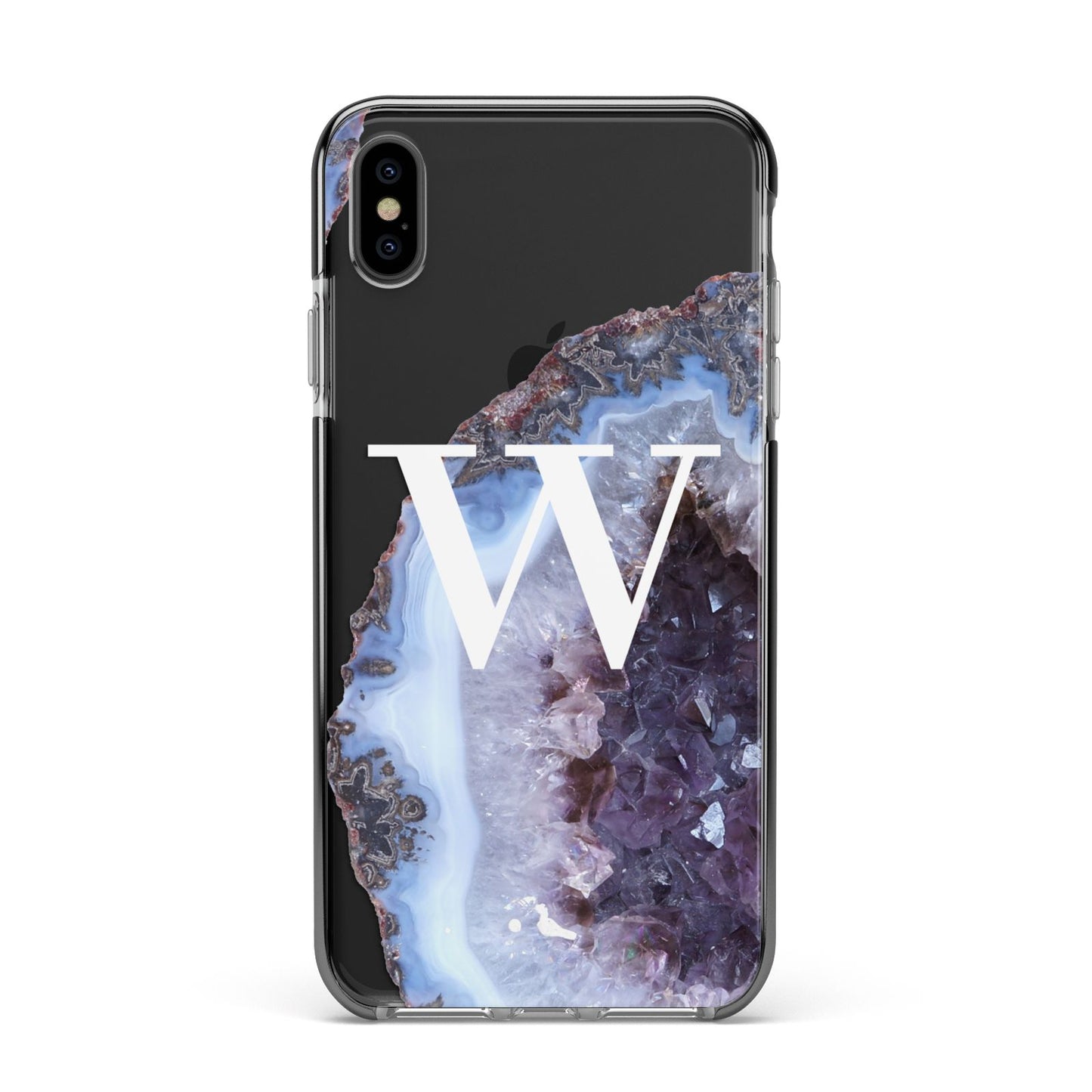 Personalised Agate Blue and Purple Initials Apple iPhone Xs Max Impact Case Black Edge on Black Phone