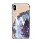 Personalised Agate Blue and Purple Initials Apple iPhone Xs Max Impact Case Black Edge on Gold Phone