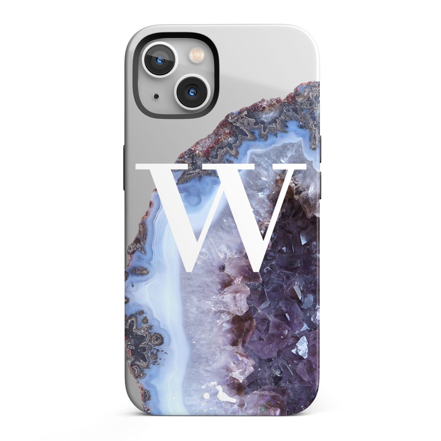 Personalised Agate Blue and Purple Initials iPhone 13 Full Wrap 3D Tough Case