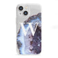 Personalised Agate Blue and Purple Initials iPhone 13 Mini Clear Bumper Case