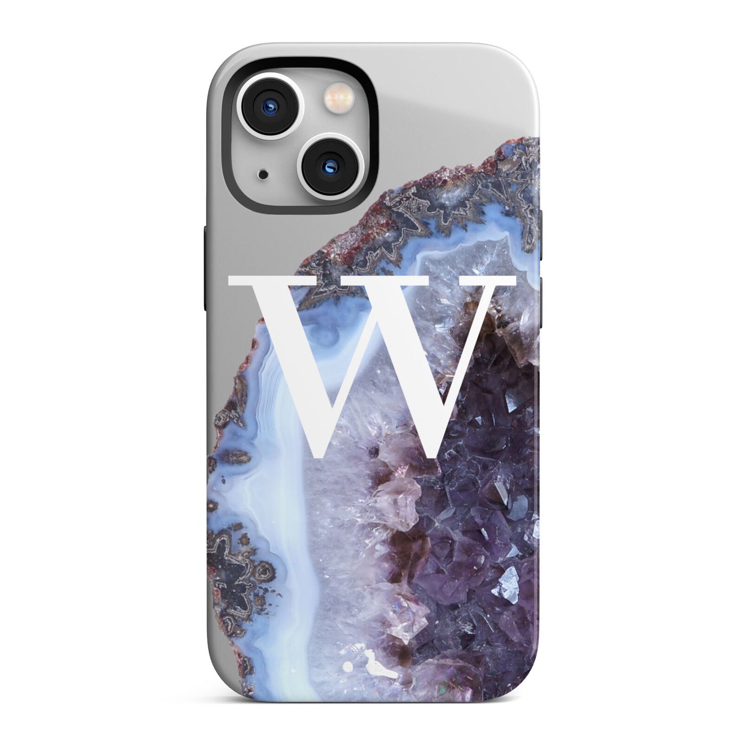 Personalised Agate Blue and Purple Initials iPhone 13 Mini Full Wrap 3D Tough Case