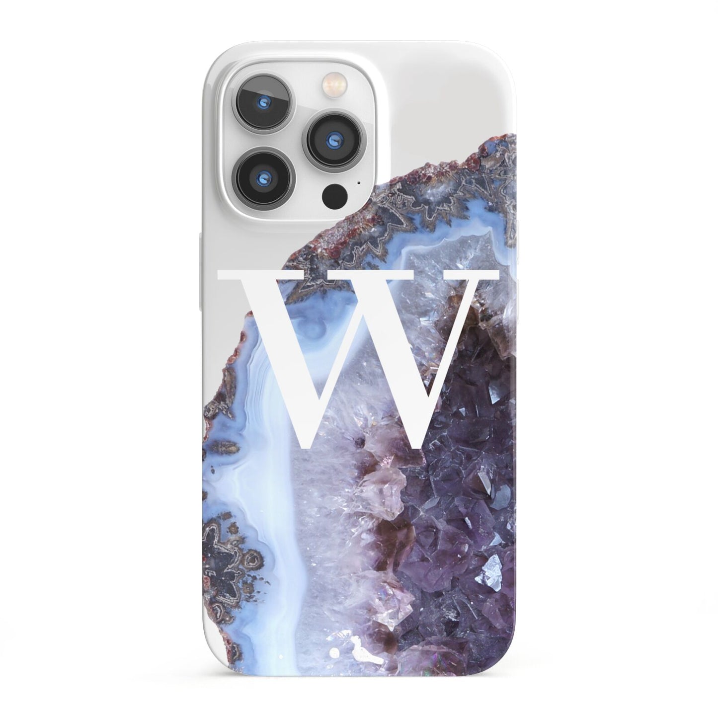 Personalised Agate Blue and Purple Initials iPhone 13 Pro Full Wrap 3D Snap Case