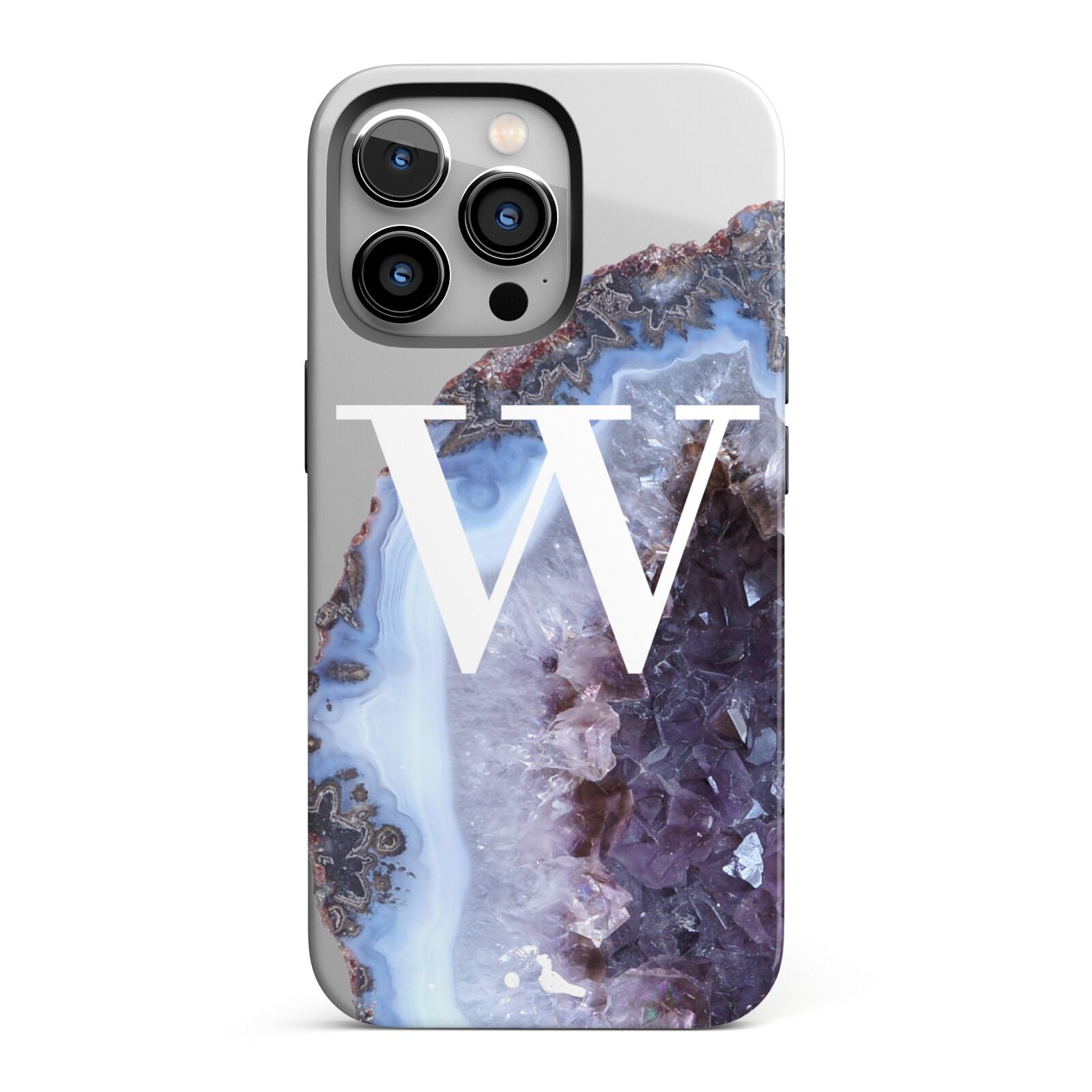Personalised Agate Blue and Purple Initials iPhone 13 Pro Full Wrap 3D Tough Case