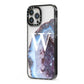 Personalised Agate Blue and Purple Initials iPhone 13 Pro Max Black Impact Case Side Angle on Silver phone