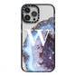 Personalised Agate Blue and Purple Initials iPhone 13 Pro Max Black Impact Case on Silver phone