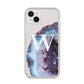 Personalised Agate Blue and Purple Initials iPhone 14 Plus Clear Tough Case Starlight