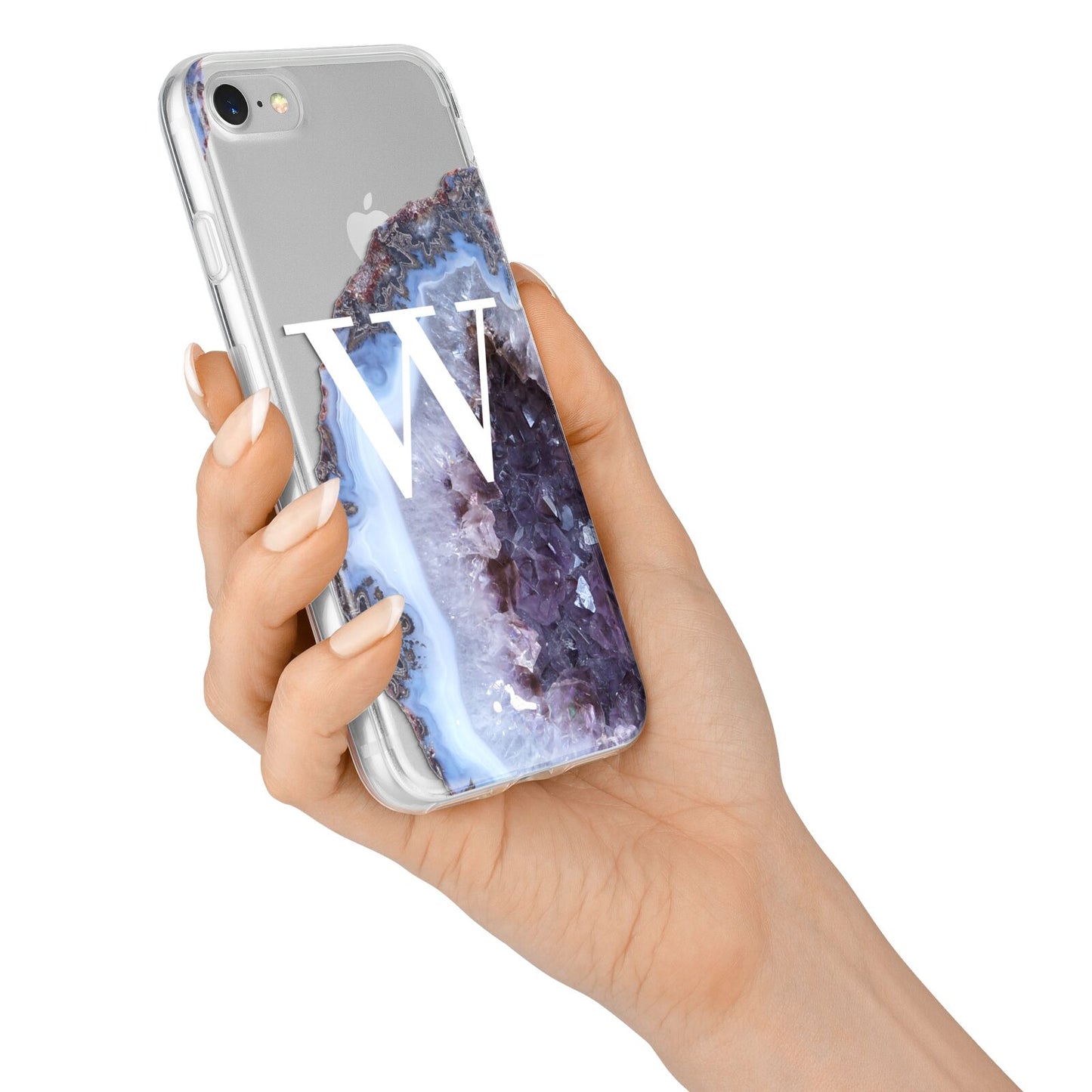 Personalised Agate Blue and Purple Initials iPhone 7 Bumper Case on Silver iPhone Alternative Image