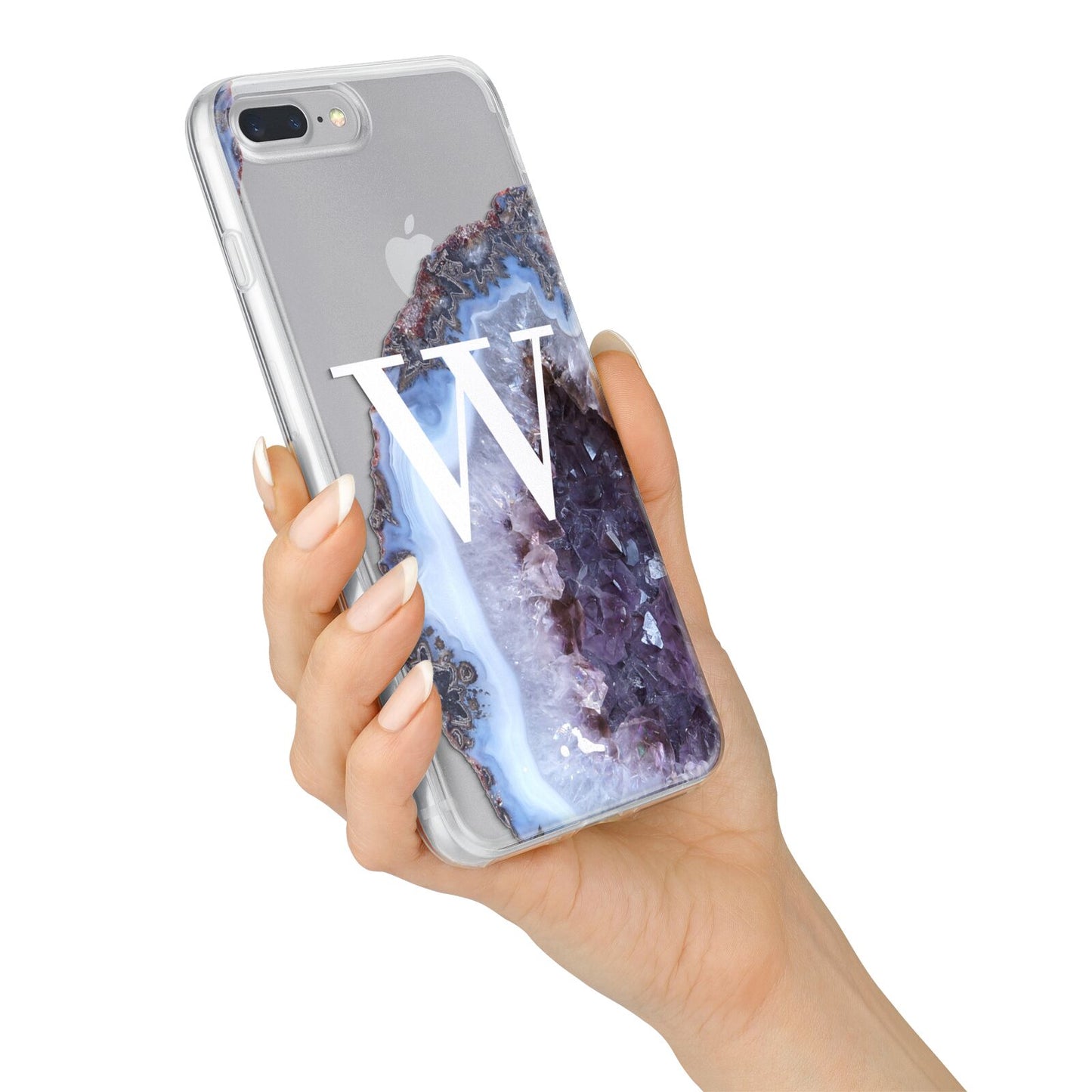 Personalised Agate Blue and Purple Initials iPhone 7 Plus Bumper Case on Silver iPhone Alternative Image