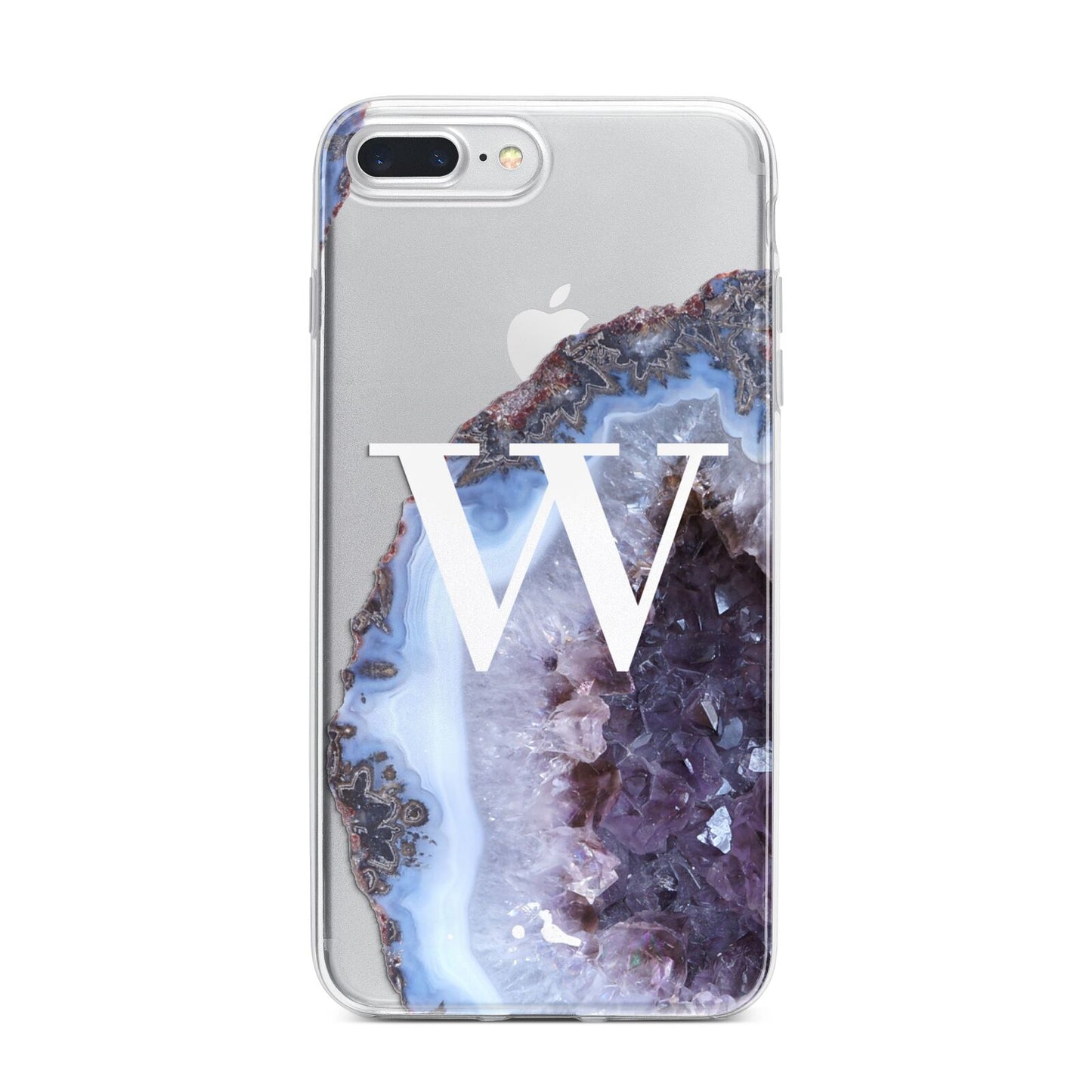 Personalised Agate Blue and Purple Initials iPhone 7 Plus Bumper Case on Silver iPhone
